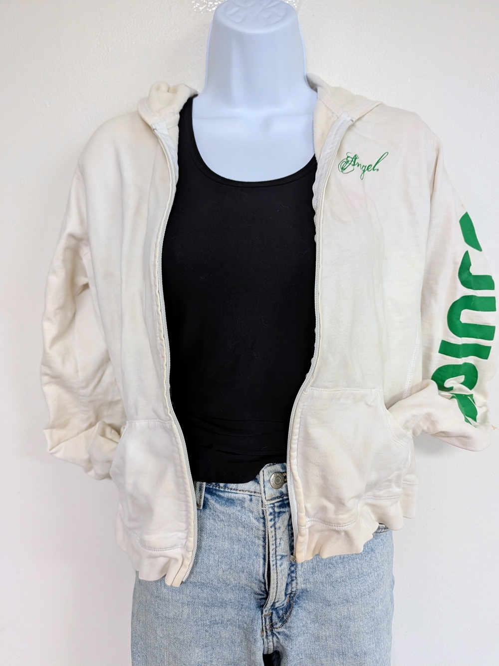 Vintage Y2K Juicy Couture Cream Zip Hoodie